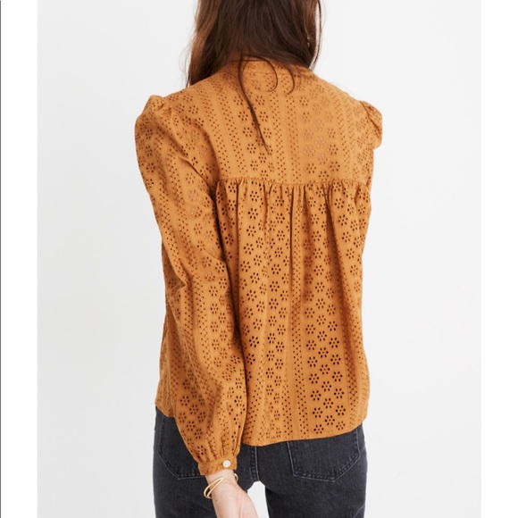 Madewell Eyelet Double-Tie Top in Carrot Cake - Picture 2 of 5